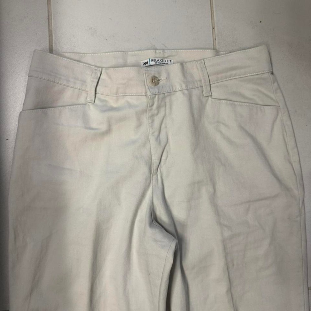 Lee cream and tan cotton trousers relaxed fit Women's 14 Back‎ to School